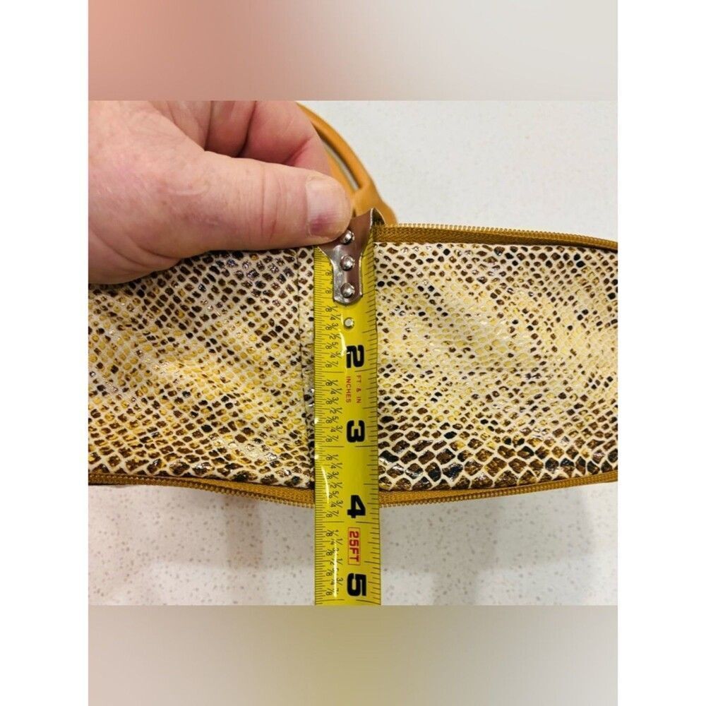 Sharif Studio Tan Snakeskin Embossed Satchel Studded Handbag Medium EUC - Picture 9 of 12